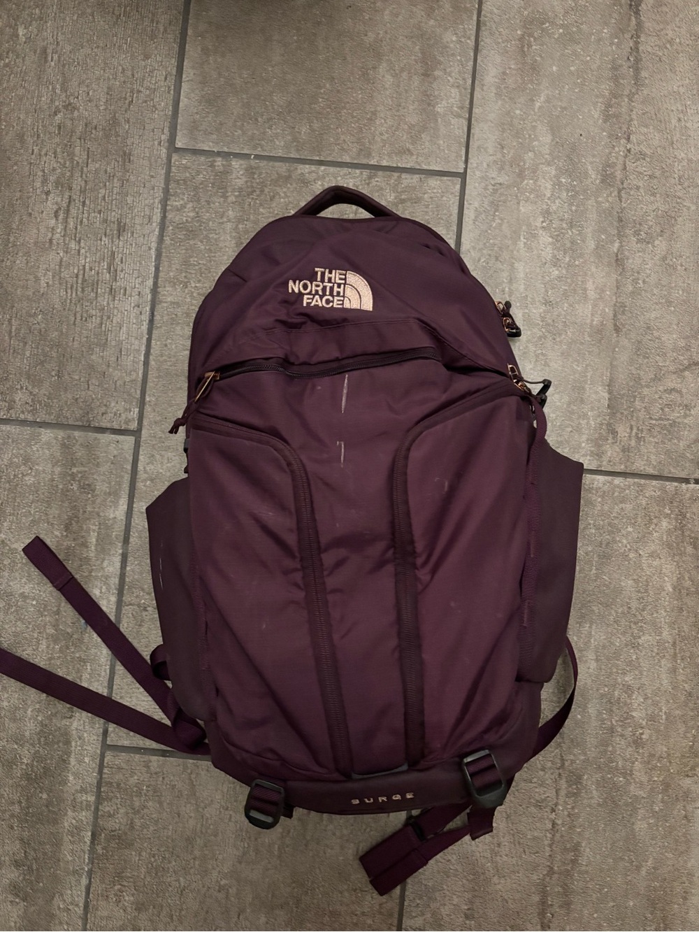 The North Face Surge Backpack in Plum